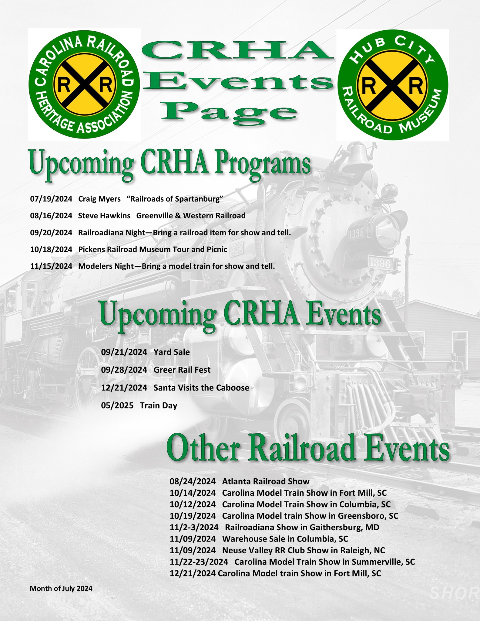 CRHA Events Page printable