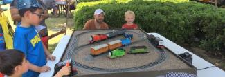 Kids enjoy operating the Thomas and Friends Lionel layout on Train Day